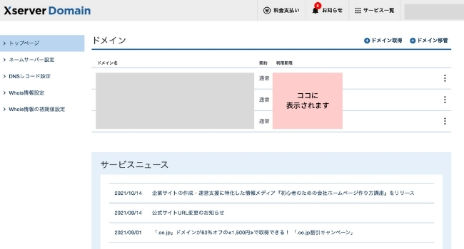 ドメインの日付確認方法